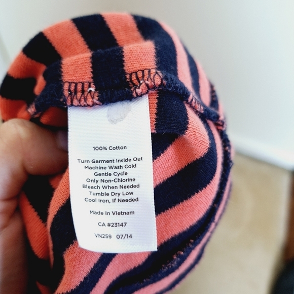 Talbots Navy Blue and Pink Stripe Colorblock Knit Cotton Quarter Sleeve Dress - Picture 5 of 6